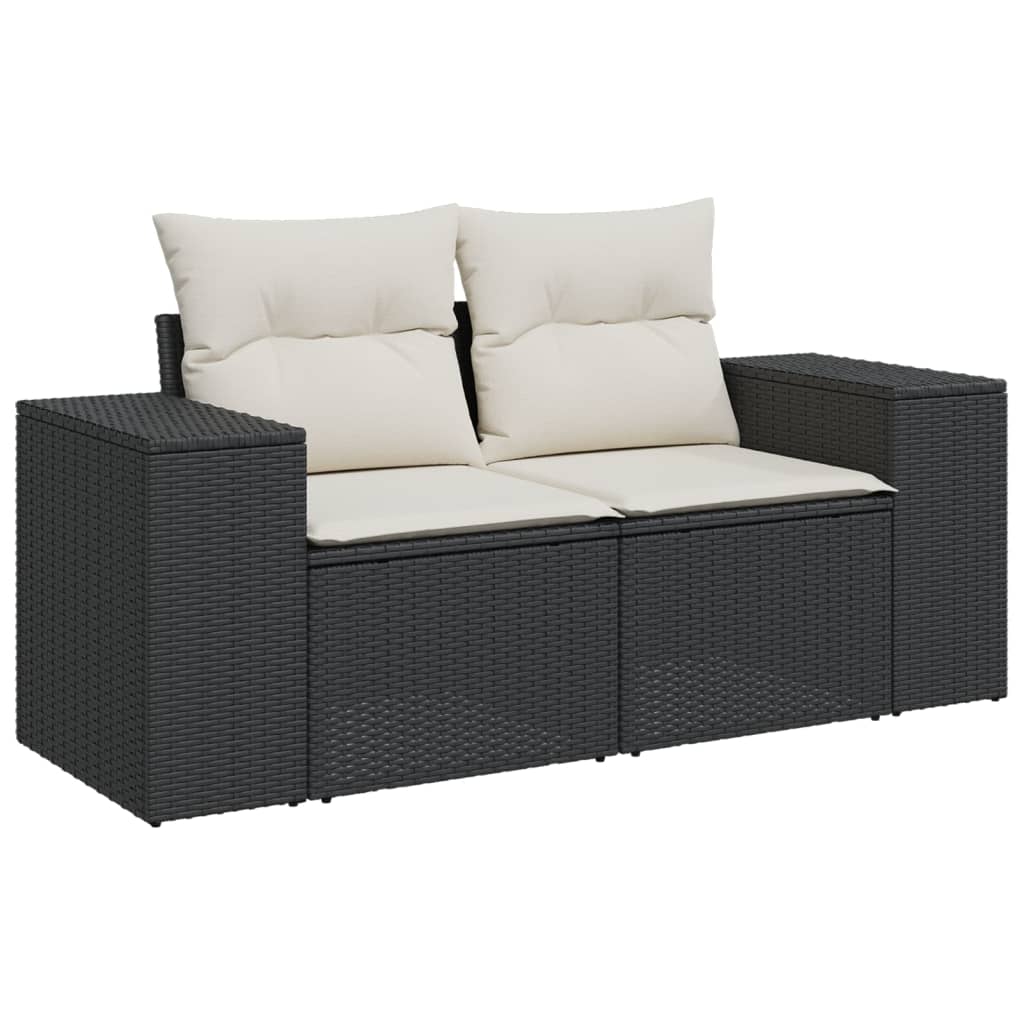 vidaXL Set mobilier de grădină cu perne, 9 piese, negru, poliratan vidaXL Set mobilier de grădină cu perne, 9 piese, negru, poliratan