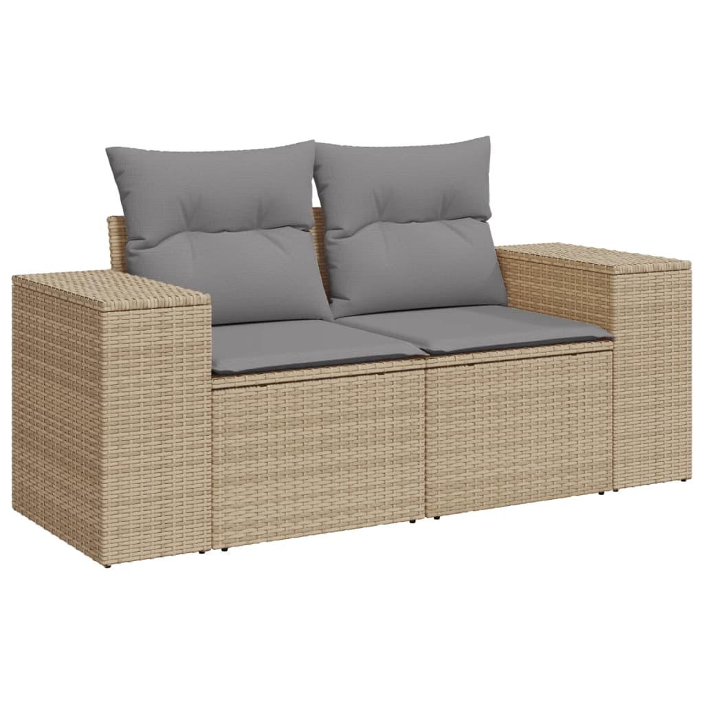 vidaXL Set canapele de grădină, 9 piese, cu perne, bej, poliratan vidaXL Set canapele de grădină, 9 piese, cu perne, bej, poliratan