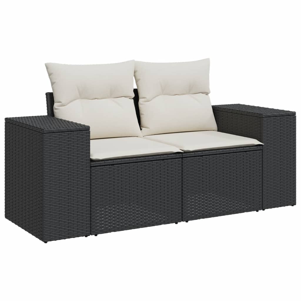 vidaXL Set mobilier de grădină cu perne, 9 piese, negru, poliratan vidaXL Set mobilier de grădină cu perne, 9 piese, negru, poliratan