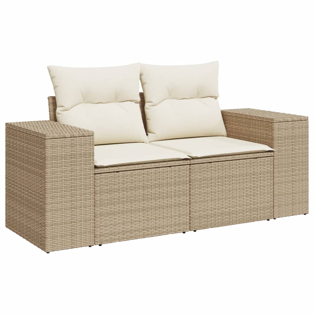 vidaXL Set canapele de grădină, 9 piese, cu perne, bej, poliratan vidaXL Set canapele de grădină, 9 piese, cu perne, bej, poliratan