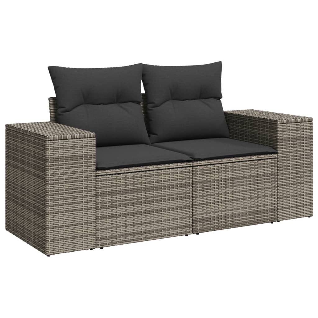 vidaXL Set canapele de grădină, 9 piese, cu perne, gri, poliratan vidaXL Set canapele de grădină, 9 piese, cu perne, gri, poliratan
