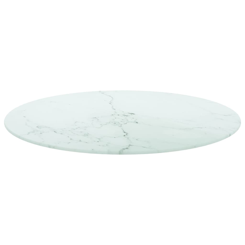 vidaXL Blat masă alb Ø60x0,8 cm, sticlă securizată cu design marmură vidaXL Blat masă alb Ø60x0,8 cm, sticlă securizată cu design marmură