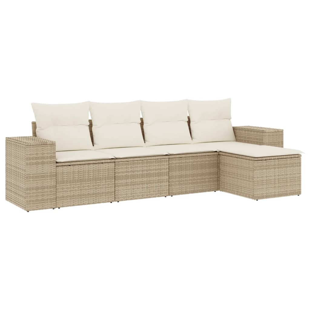 vidaXL Set canapele de grădină cu perne, 5 piese, bej, poliratan