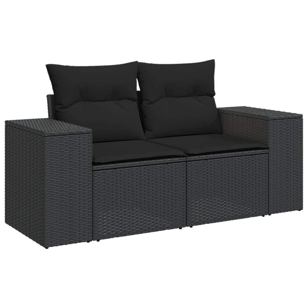 vidaXL Set mobilier de grădină cu perne, 6 piese, negru, poliratan vidaXL Set mobilier de grădină cu perne, 6 piese, negru, poliratan