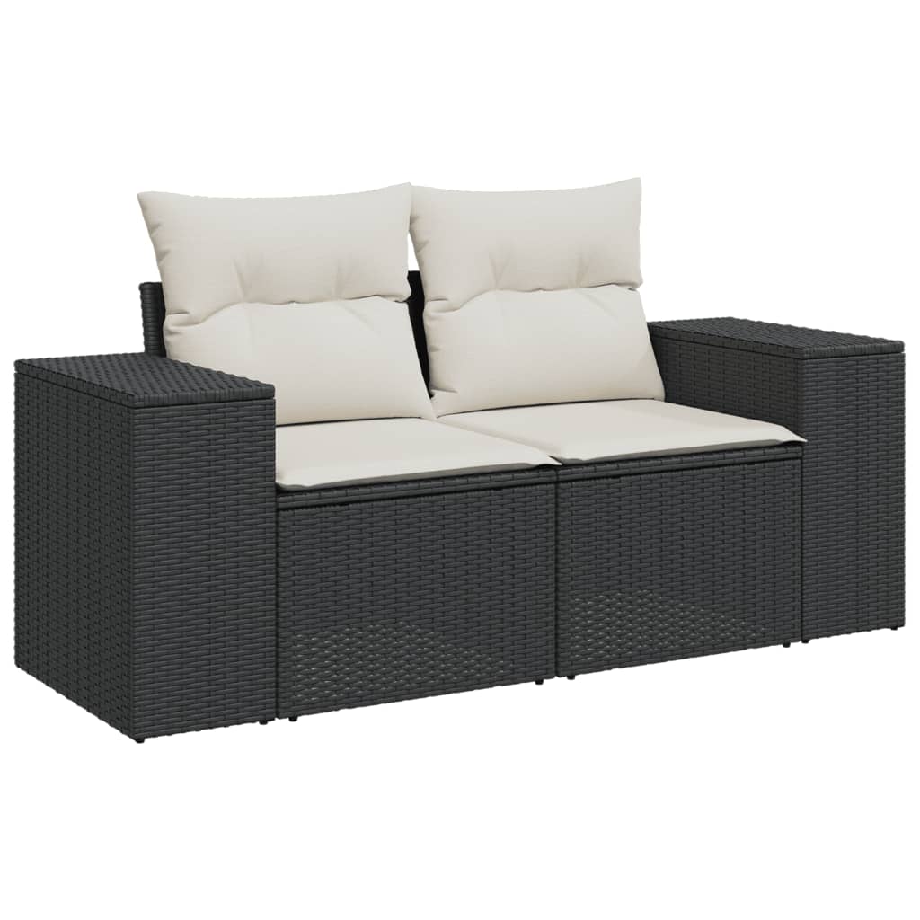 vidaXL Set mobilier de grădină cu perne, 6 piese, negru, poliratan vidaXL Set mobilier de grădină cu perne, 6 piese, negru, poliratan