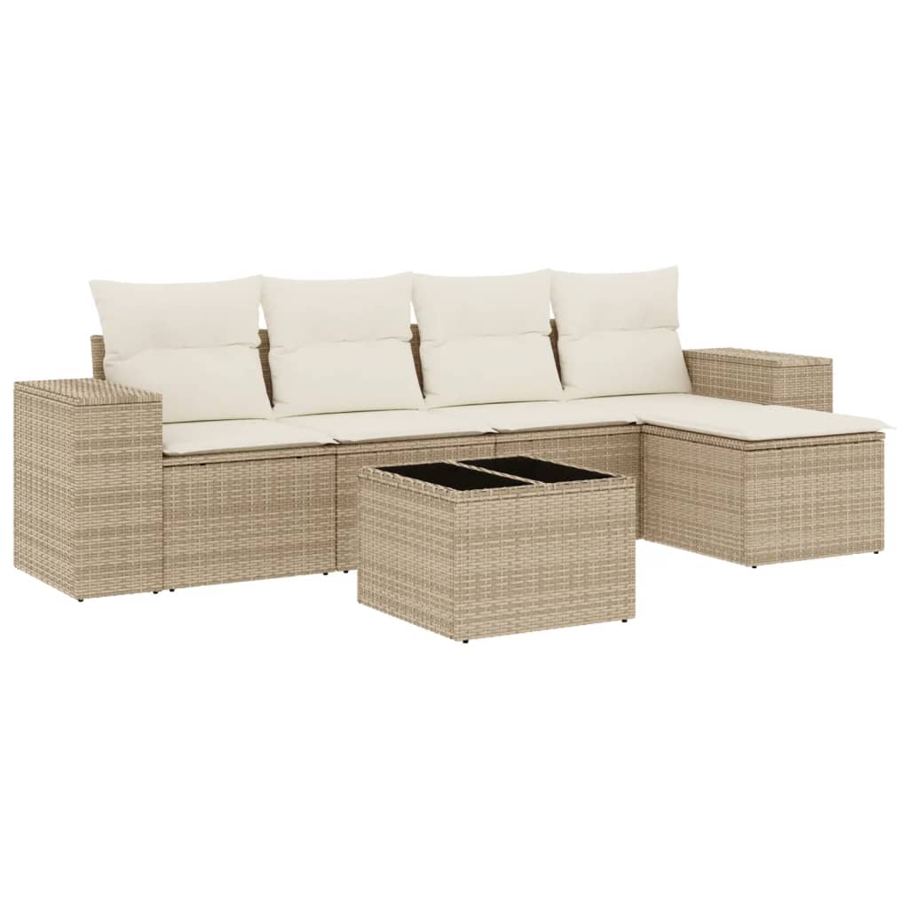 vidaXL Set canapele de grădină cu perne, 6 piese, bej, poliratan vidaXL Set canapele de grădină cu perne, 6 piese, bej, poliratan