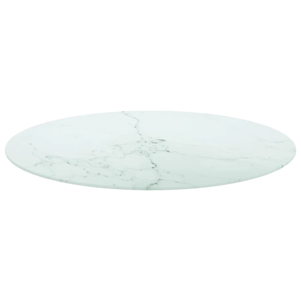 vidaXL Blat masă alb Ø80x1 cm sticlă securizată cu design de marmură vidaXL Blat masă alb Ø80x1 cm sticlă securizată cu design de marmură