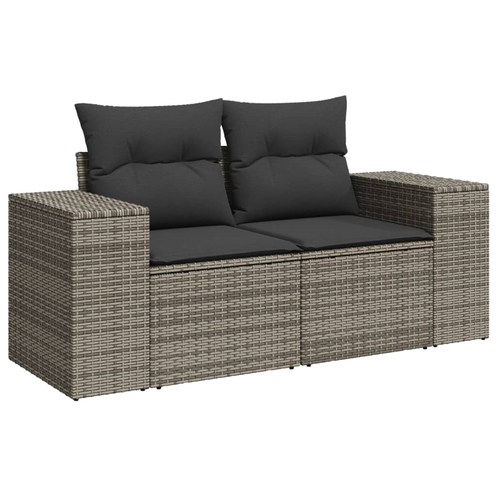 vidaXL Set canapea de grădină cu perne, 4 piese, gri, poliratan vidaXL Set canapea de grădină cu perne, 4 piese, gri, poliratan