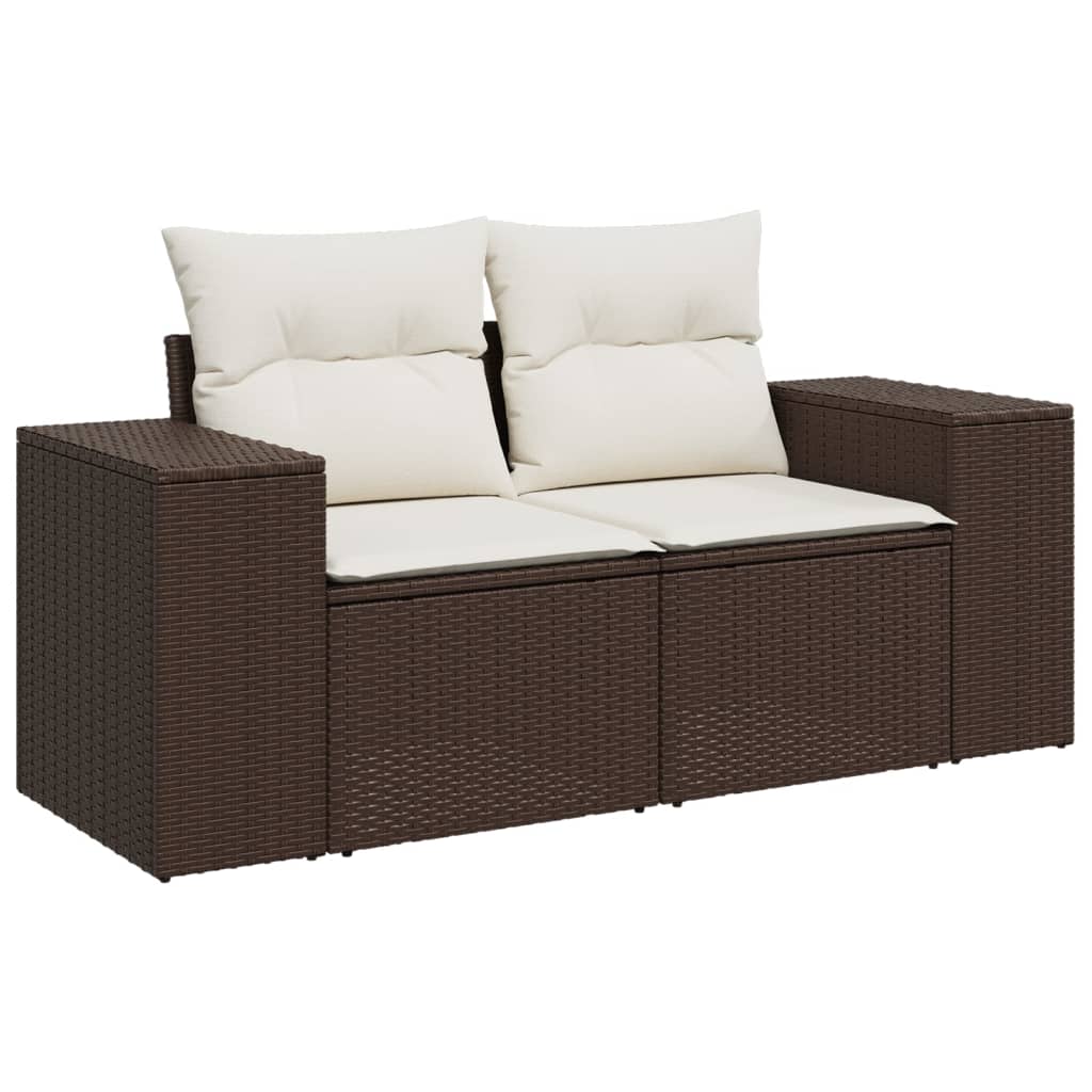 vidaXL Set canapele de grădină, 4 piese, cu perne, maro poliratan maro