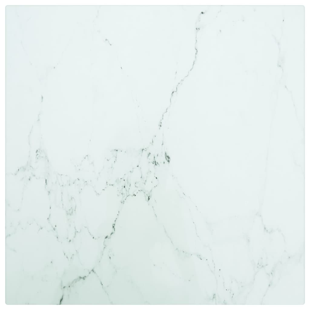vidaXL Blat masă alb 30x30 cm 6 mm sticlă securizată design marmură vidaXL Blat masă alb 30x30 cm 6 mm sticlă securizată design marmură