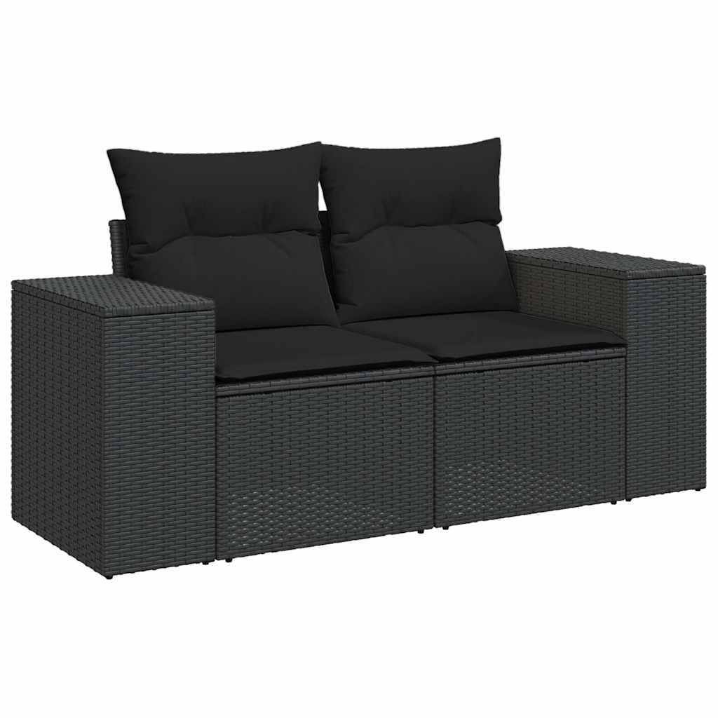 vidaXL Set mobilier de grădină cu perne, 6 piese, negru, poliratan vidaXL Set mobilier de grădină cu perne, 6 piese, negru, poliratan