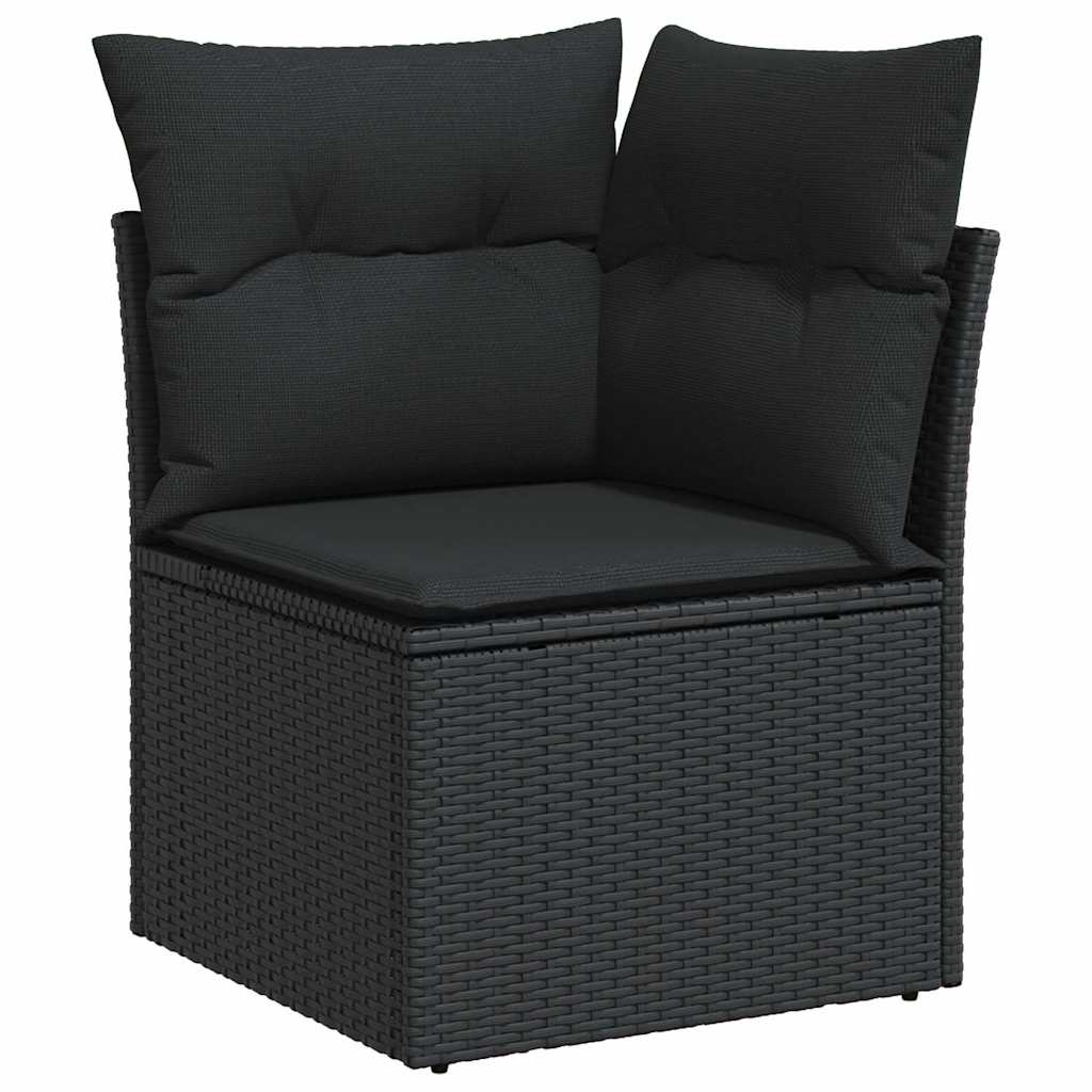 vidaXL Set mobilier de grădină cu perne, 6 piese, negru, poliratan vidaXL Set mobilier de grădină cu perne, 6 piese, negru, poliratan