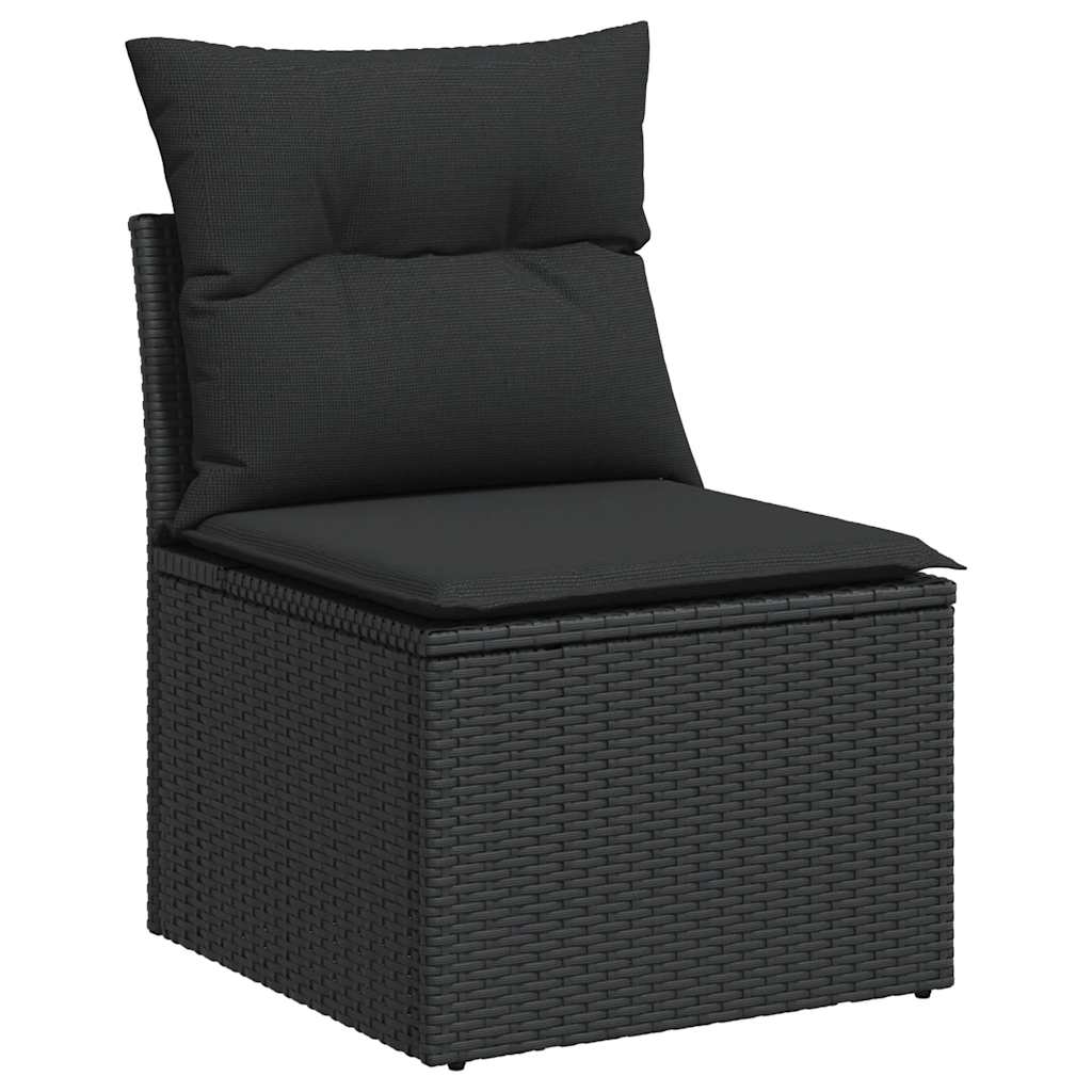 vidaXL Set mobilier de grădină cu perne, 6 piese, negru, poliratan vidaXL Set mobilier de grădină cu perne, 6 piese, negru, poliratan