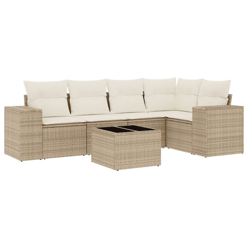 vidaXL Set canapele de grădină cu perne, 6 piese, bej, poliratan