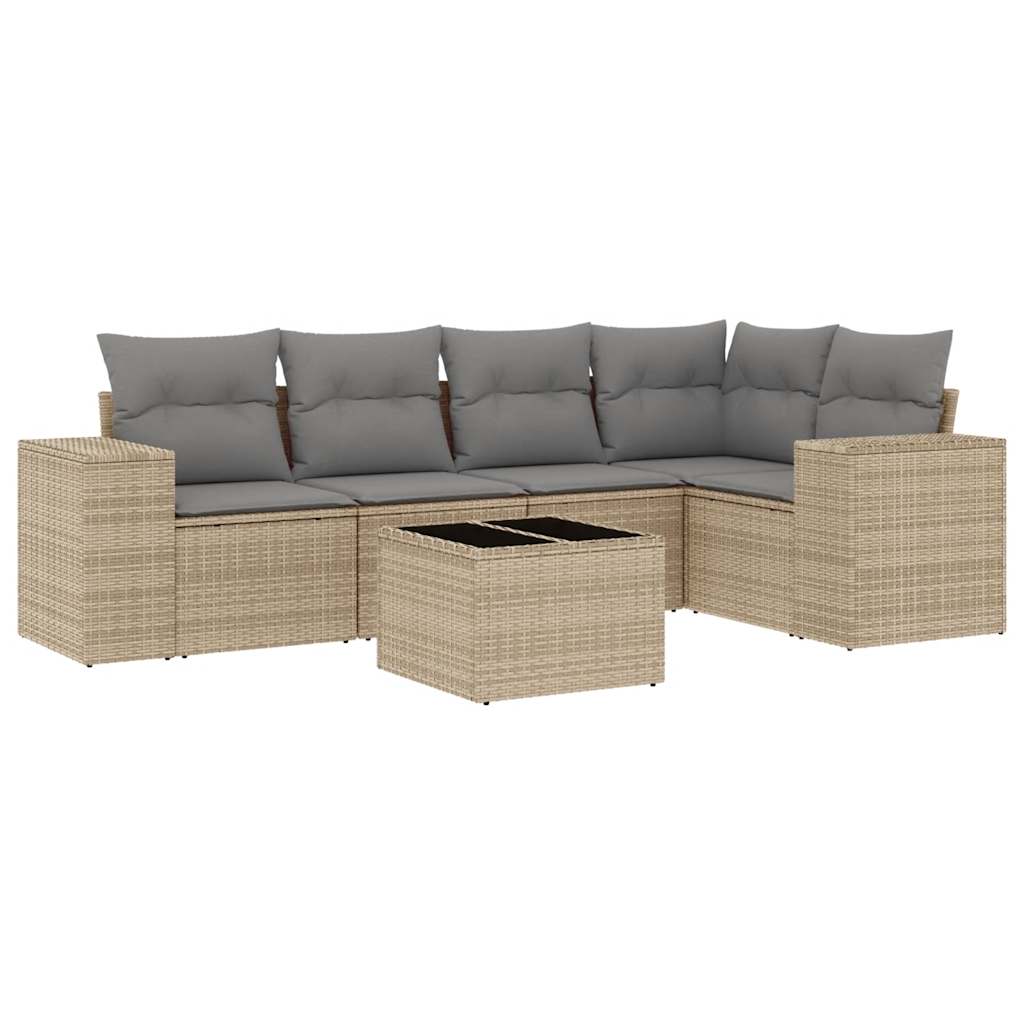 vidaXL Set canapele de grădină cu perne, 6 piese, bej, poliratan vidaXL Set canapele de grădină cu perne, 6 piese, bej, poliratan