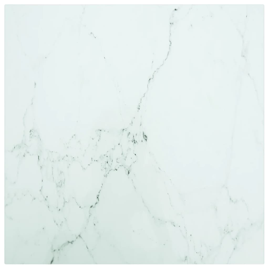 vidaXL Blat masă alb 50x50 cm 6 mm sticlă securizată design marmură