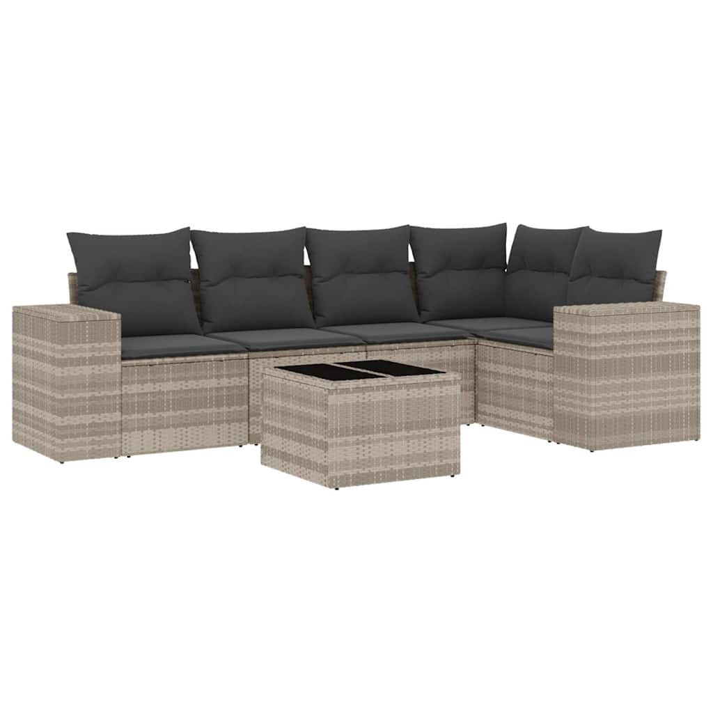 vidaXL Set canapele de grădină cu perne, 6 piese gri deschis poliratan