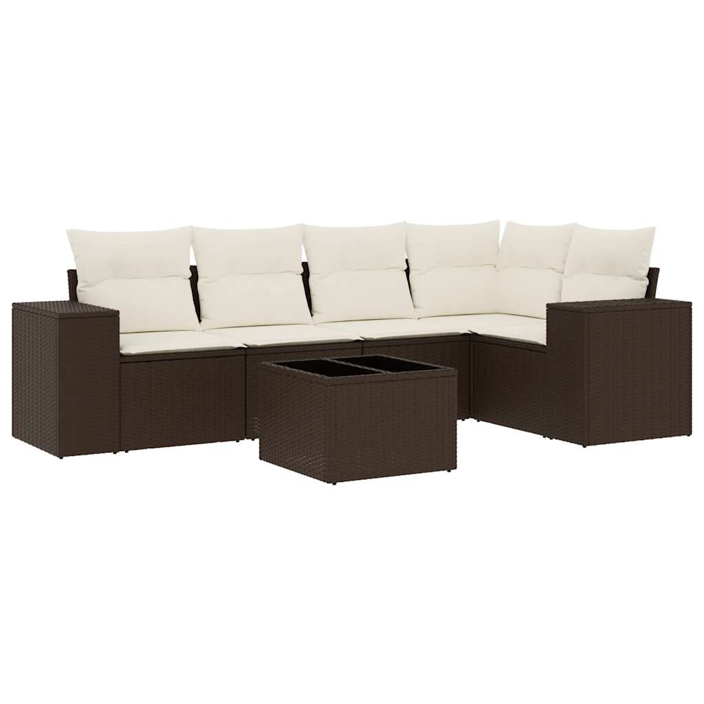 vidaXL Set canapele de grădină cu perne, 6 piese, maro, poliratan vidaXL Set canapele de grădină cu perne, 6 piese, maro, poliratan