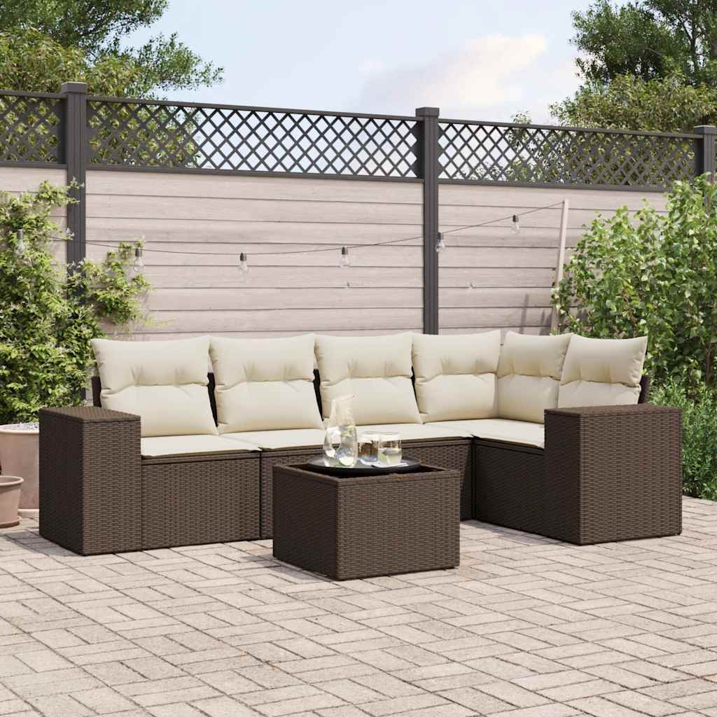 vidaXL Set canapele de grădină cu perne, 6 piese, maro, poliratan vidaXL Set canapele de grădină cu perne, 6 piese, maro, poliratan