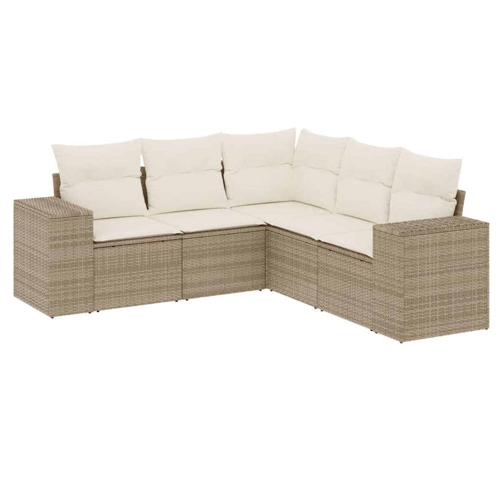 vidaXL Set canapele de grădină cu perne, 5 piese, bej, poliratan vidaXL Set canapele de grădină cu perne, 5 piese, bej, poliratan