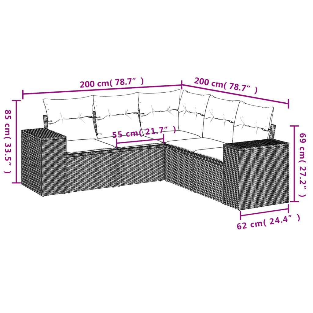 vidaXL Set canapele de grădină cu perne, 5 piese, bej, poliratan vidaXL Set canapele de grădină cu perne, 5 piese, bej, poliratan