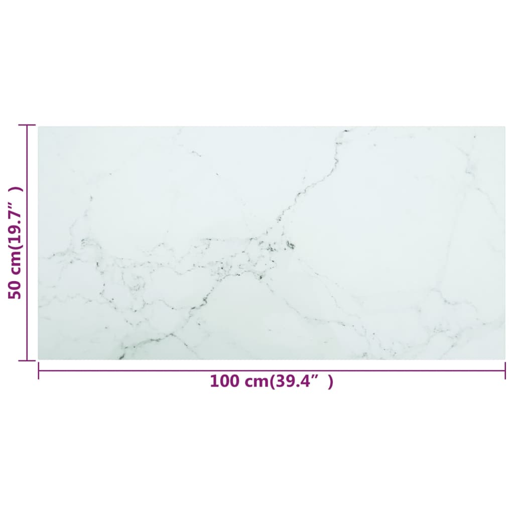 vidaXL Blat masă alb 100x50 cm 6 mm sticlă securizată design marmură vidaXL Blat masă alb 100x50 cm 6 mm sticlă securizată design marmură