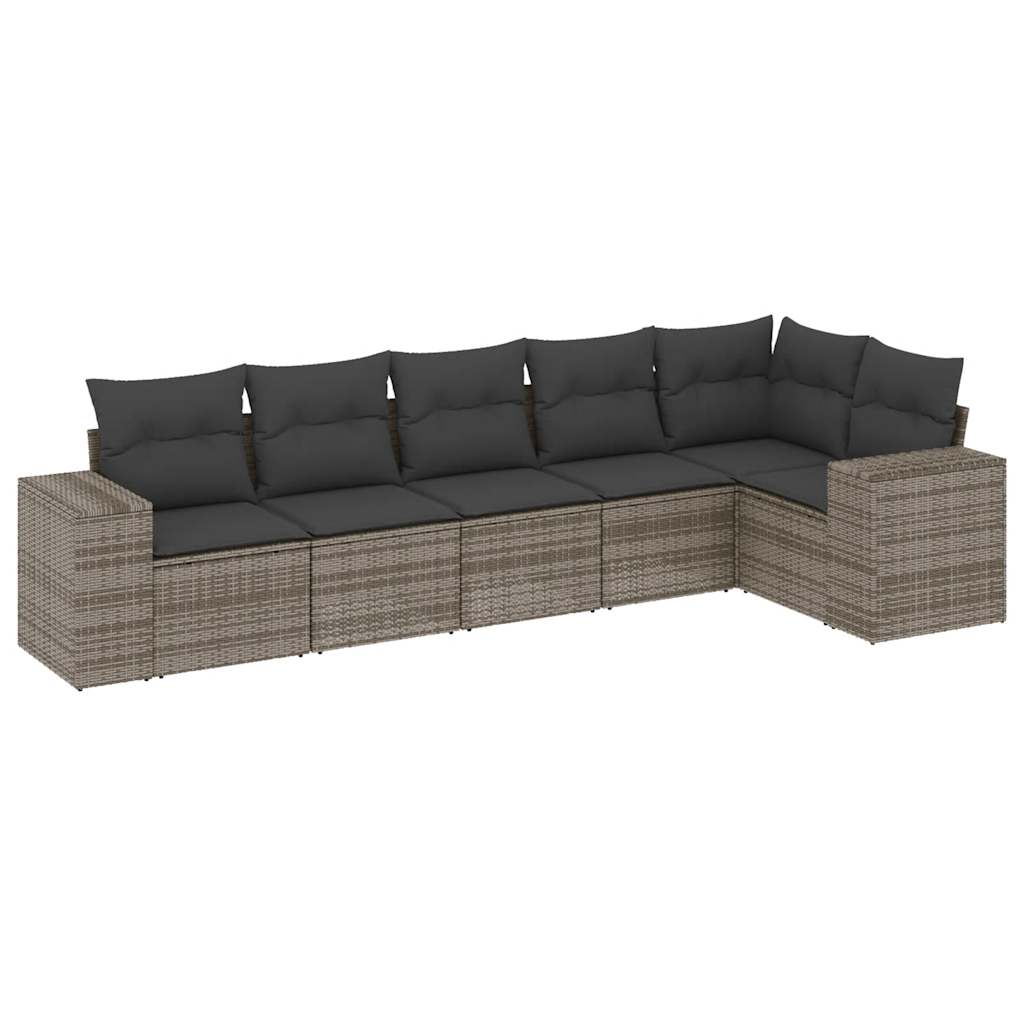 vidaXL Set mobilier grădină cu perne, 6 piese, gri, poliratan