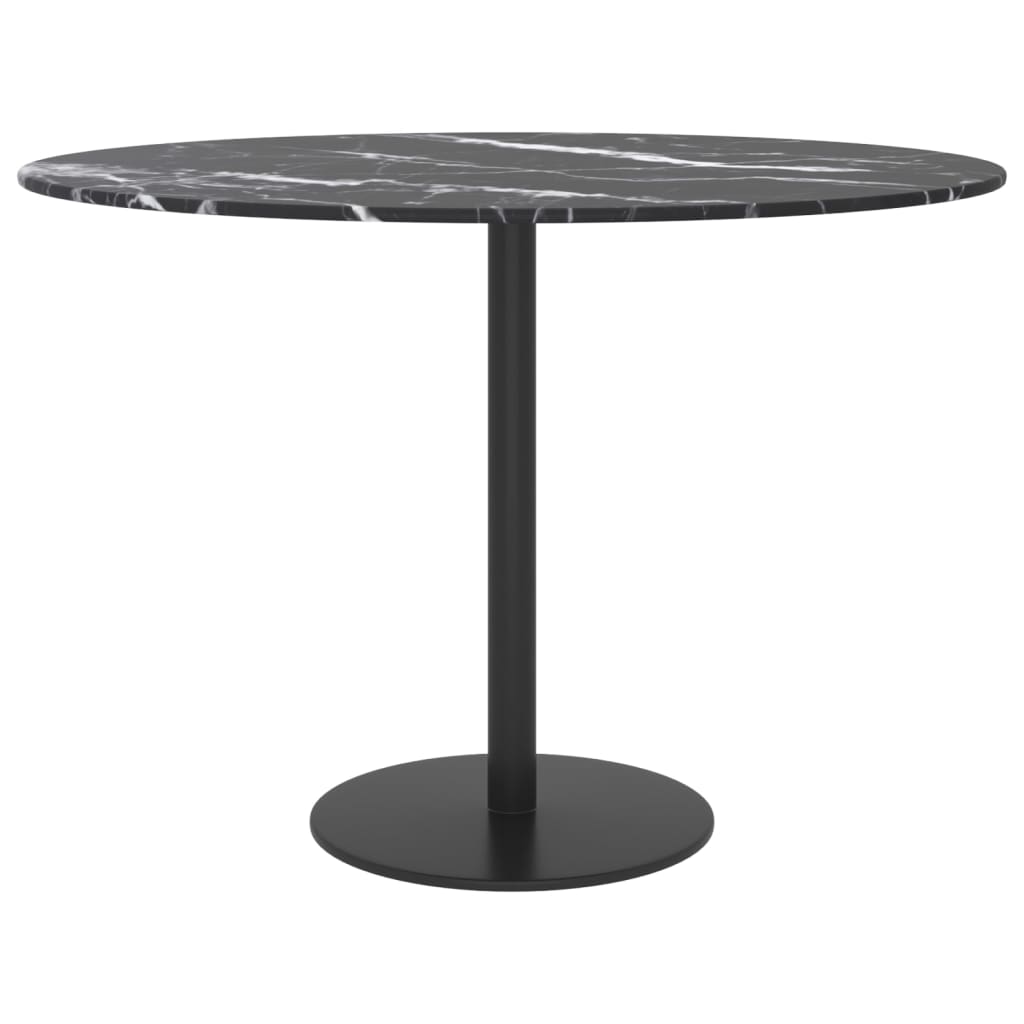 vidaXL Blat masă negru Ø60x0,8 cm, sticlă securizată, design marmură vidaXL Blat masă negru Ø60x0,8 cm, sticlă securizată, design marmură