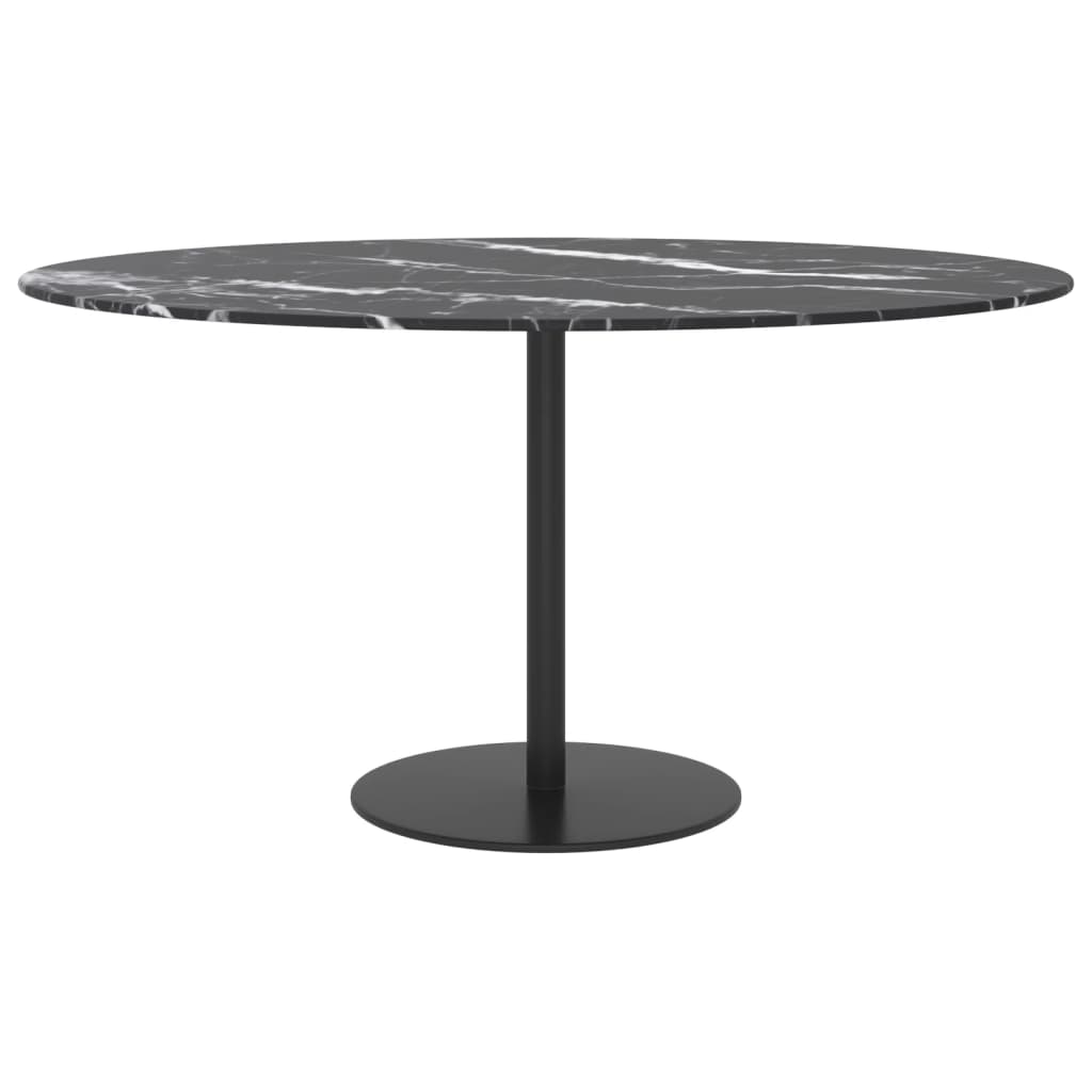 vidaXL Blat masă negru Ø80x1 cm sticlă securizată cu design marmură vidaXL Blat masă negru Ø80x1 cm sticlă securizată cu design marmură