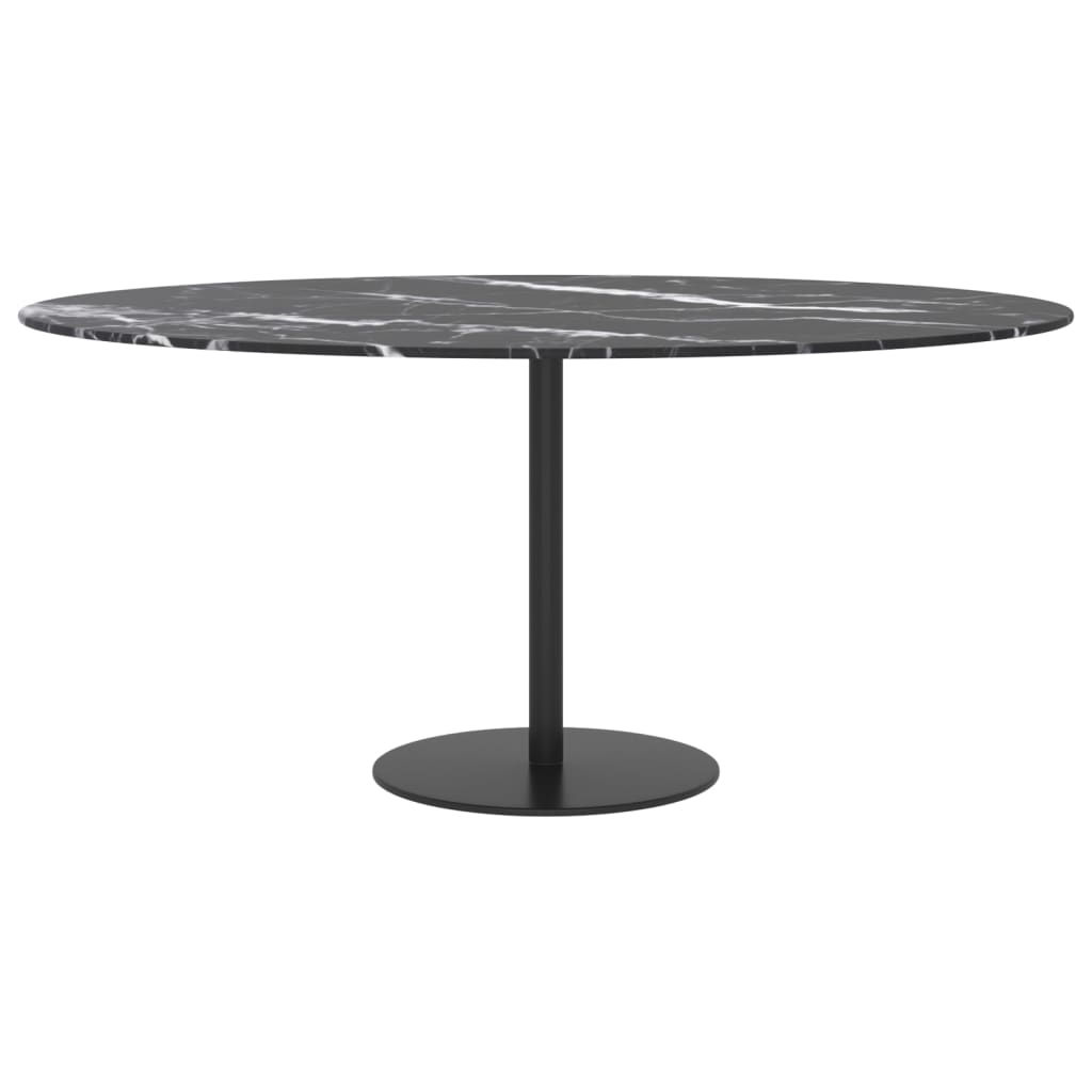 vidaXL Blat masă negru Ø90x1 cm sticlă securizată cu design marmură vidaXL Blat masă negru Ø90x1 cm sticlă securizată cu design marmură