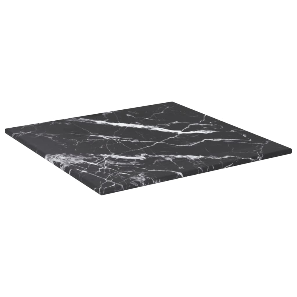 vidaXL Blat masă negru 30x30 cm 6 mm sticlă securizată design marmură vidaXL Blat masă negru 30x30 cm 6 mm sticlă securizată design marmură