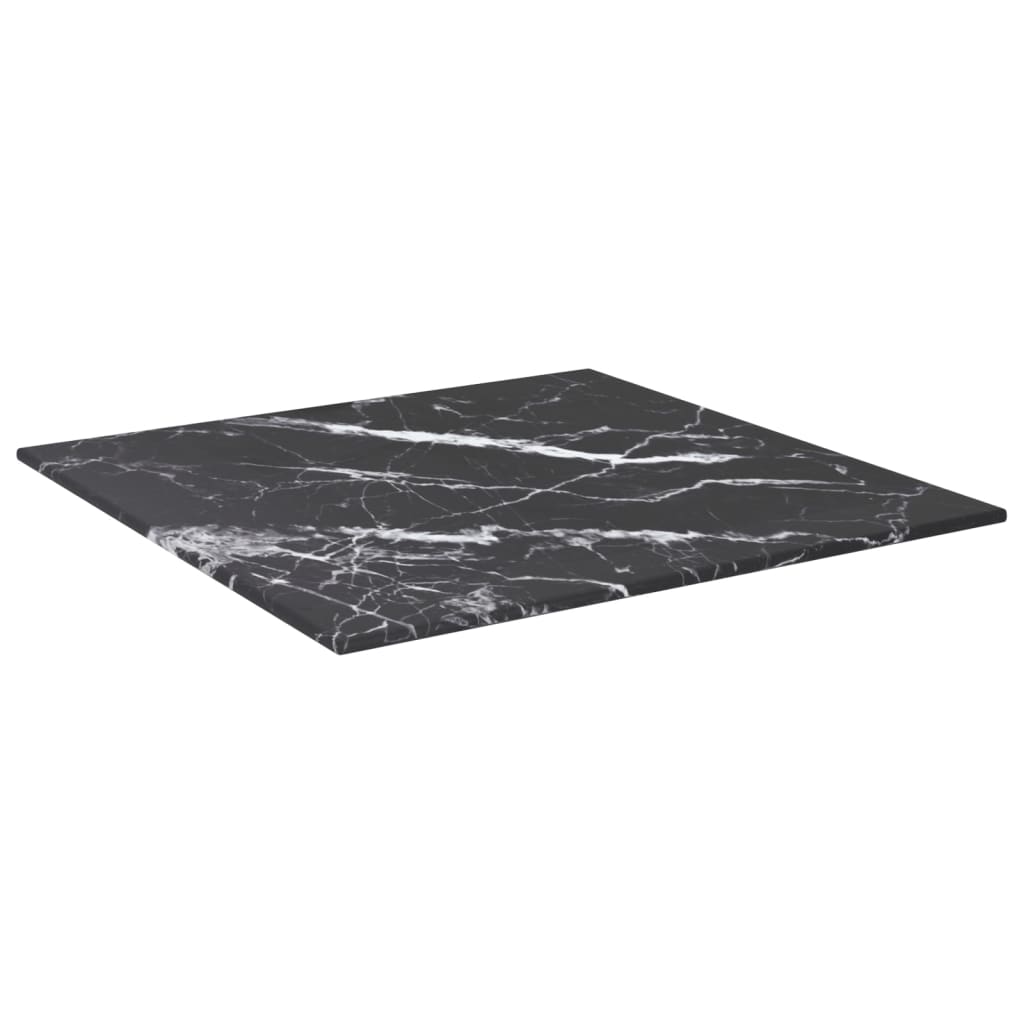 vidaXL Blat masă negru 40x40 cm 6 mm sticlă securizată design marmură vidaXL Blat masă negru 40x40 cm 6 mm sticlă securizată design marmură