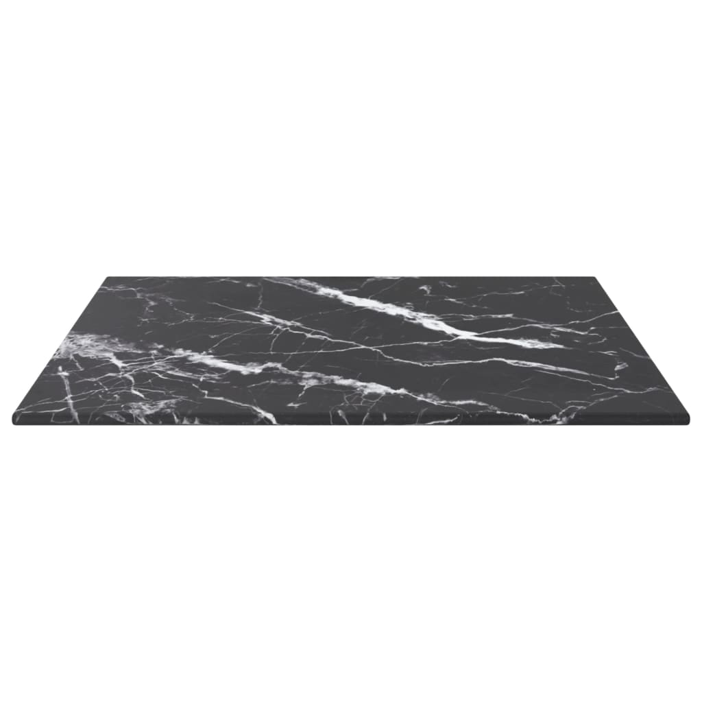 vidaXL Blat masă negru 40x40 cm 6 mm sticlă securizată design marmură vidaXL Blat masă negru 40x40 cm 6 mm sticlă securizată design marmură