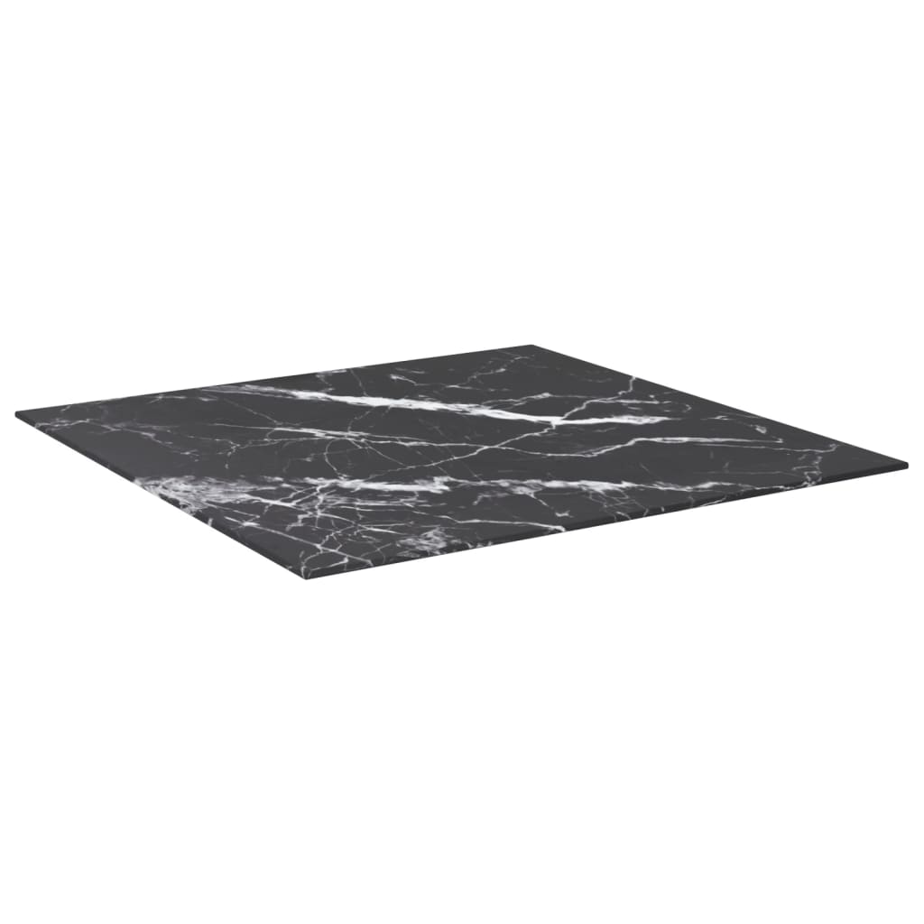 vidaXL Blat masă negru 70x70 cm 6 mm sticlă securizată design marmură vidaXL Blat masă negru 70x70 cm 6 mm sticlă securizată design marmură