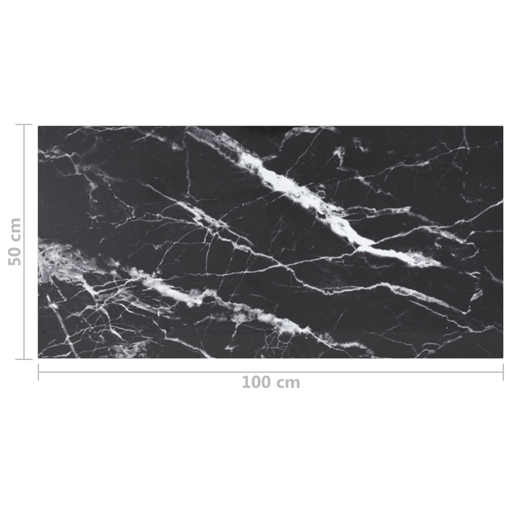 vidaXL Blat masă negru 100x50 cm 6 mm sticlă securizată design marmură vidaXL Blat masă negru 100x50 cm 6 mm sticlă securizată design marmură