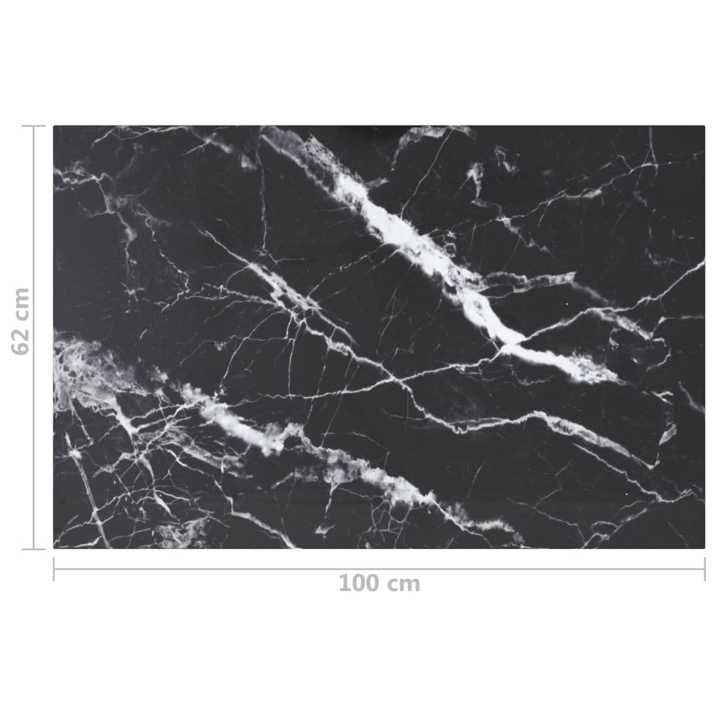 vidaXL Blat masă negru 100x62 cm 8mm sticlă securizată design marmură vidaXL Blat masă negru 100x62 cm 8mm sticlă securizată design marmură