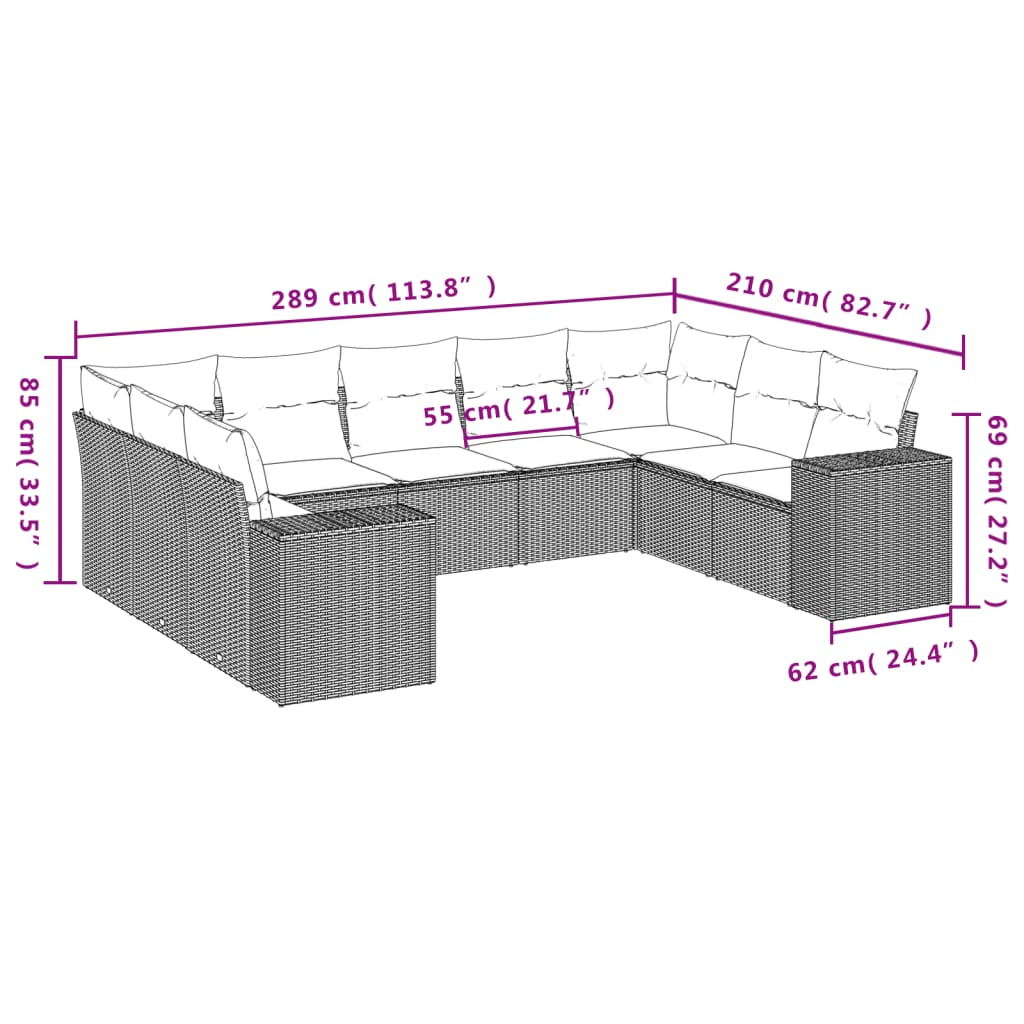 vidaXL Set mobilier de grădină cu perne, 9 piese, negru, poliratan vidaXL Set mobilier de grădină cu perne, 9 piese, negru, poliratan