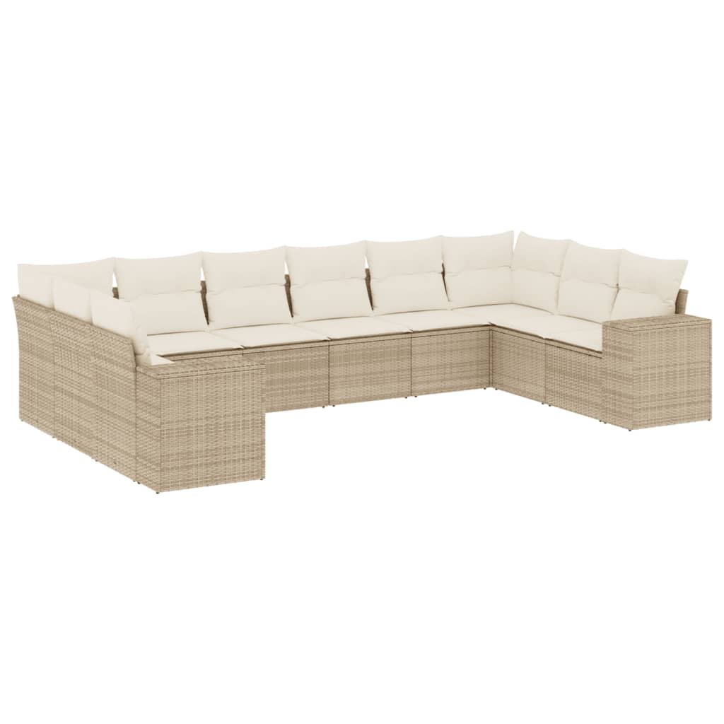 vidaXL Set canapele de grădină cu perne, 10 piese, bej, poliratan