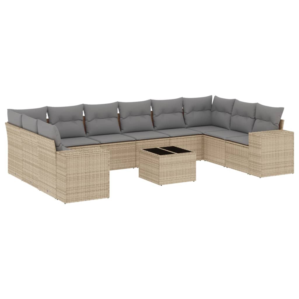 vidaXL Set canapele de grădină cu perne, 11 piese, bej, poliratan vidaXL Set canapele de grădină cu perne, 11 piese, bej, poliratan