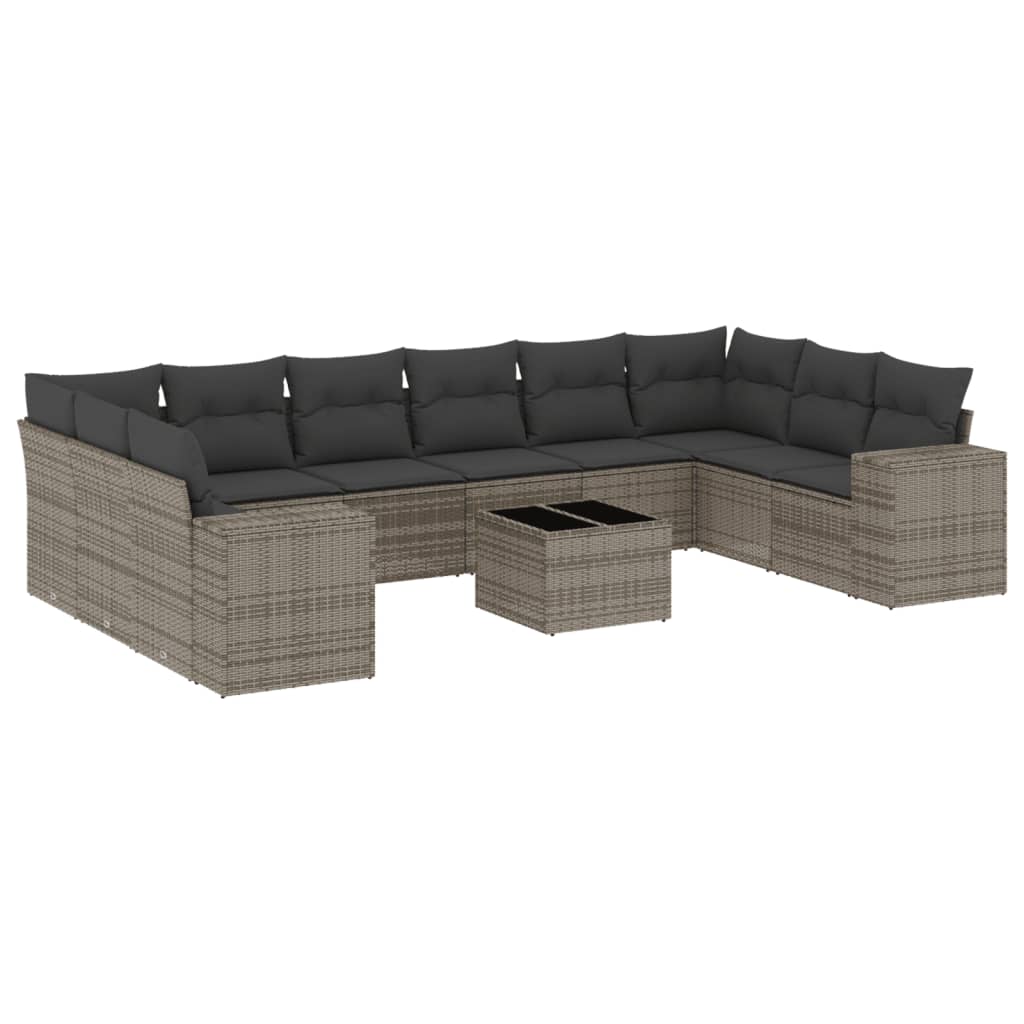vidaXL Set canapele de grădină cu perne, 11 piese, gri, poliratan vidaXL Set canapele de grădină cu perne, 11 piese, gri, poliratan