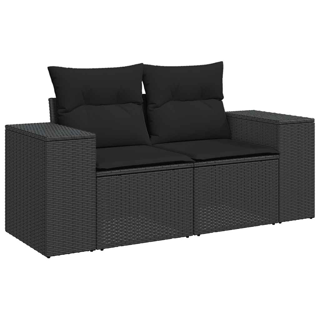 vidaXL Set canapele de grădină cu perne, 10 piese, negru, poliratan vidaXL Set canapele de grădină cu perne, 10 piese, negru, poliratan