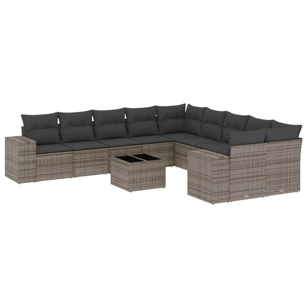 vidaXL Set canapele de grădină cu perne, 11 piese, gri, poliratan vidaXL Set canapele de grădină cu perne, 11 piese, gri, poliratan