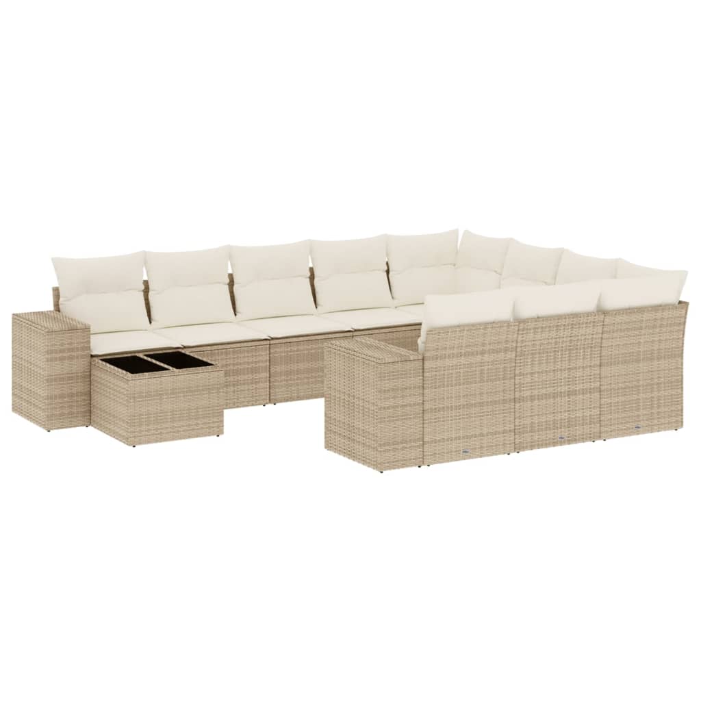 vidaXL Set canapele de grădină cu perne, 11 piese, bej, poliratan vidaXL Set canapele de grădină cu perne, 11 piese, bej, poliratan