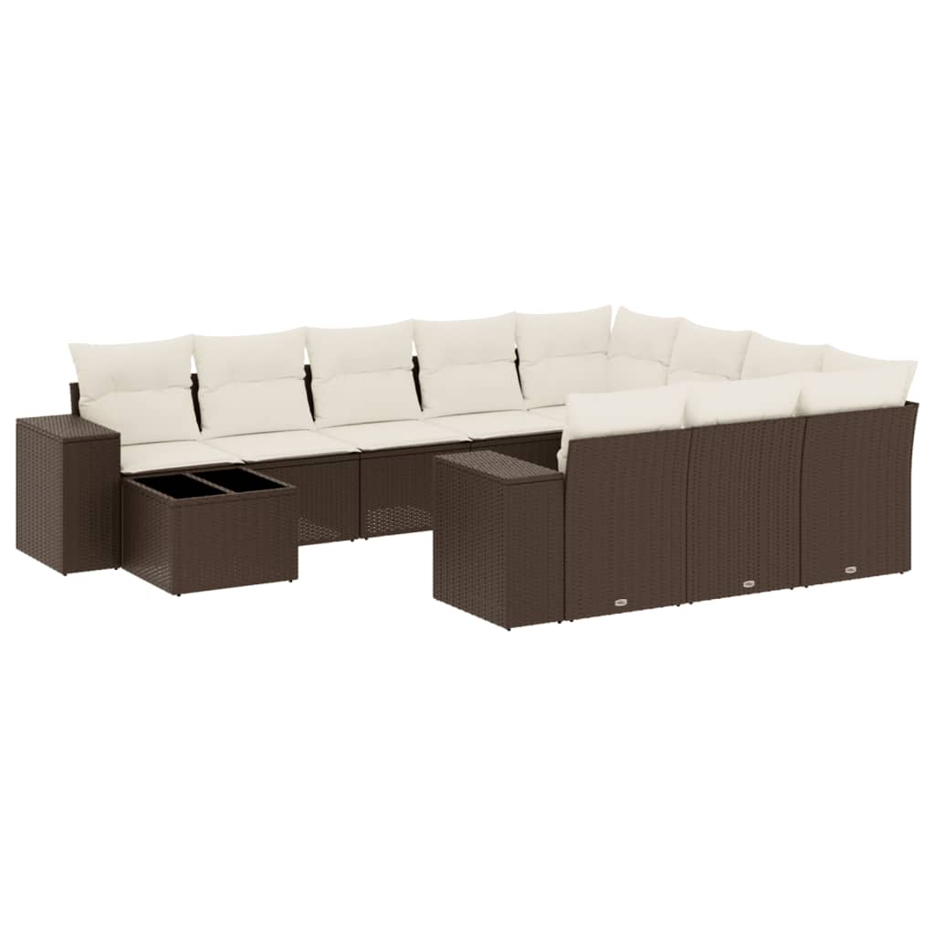 vidaXL Set canapele de grădină cu perne, 11 piese, maro, poliratan vidaXL Set canapele de grădină cu perne, 11 piese, maro, poliratan