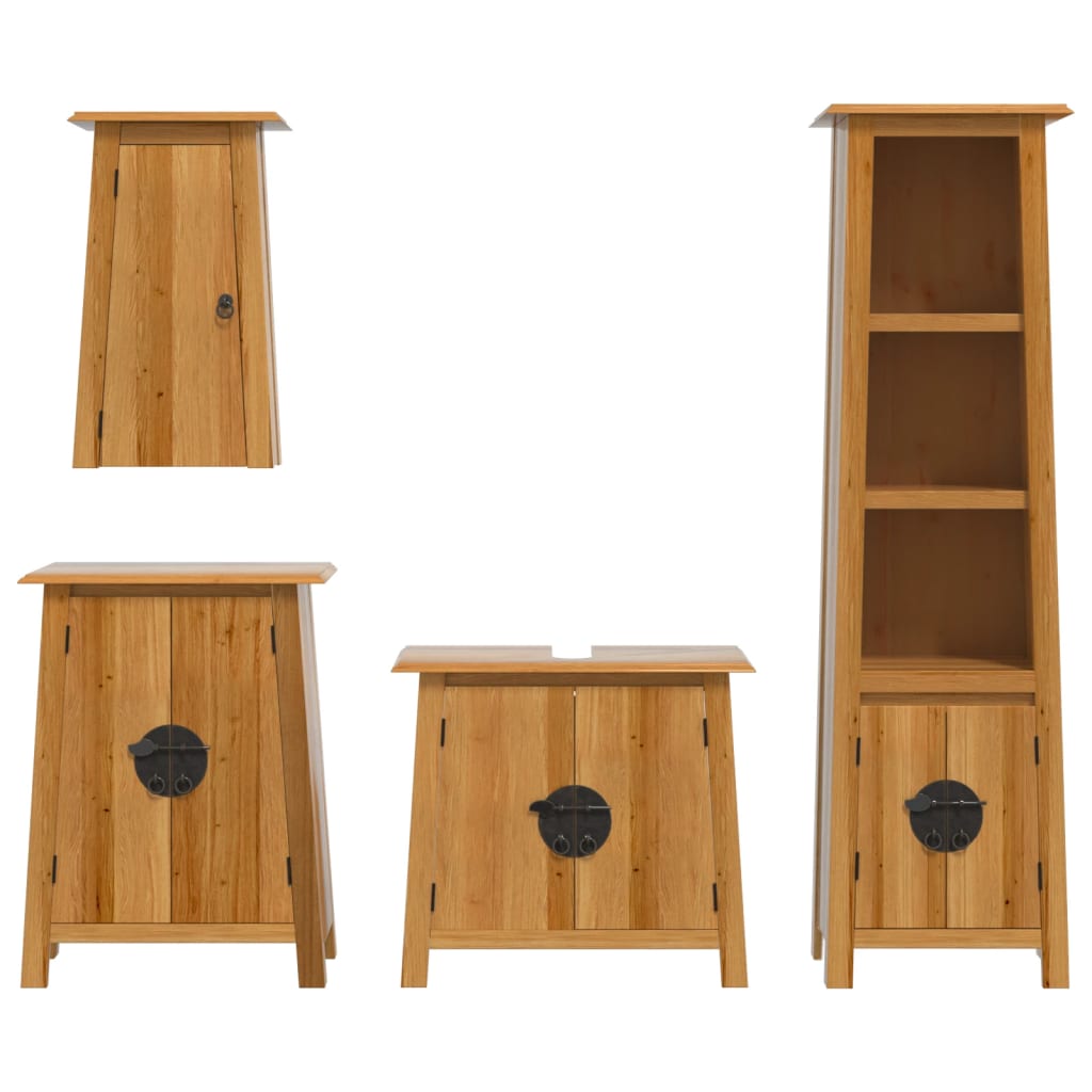 vidaXL Set mobilier de baie, 4 piese, lemn masiv de pin