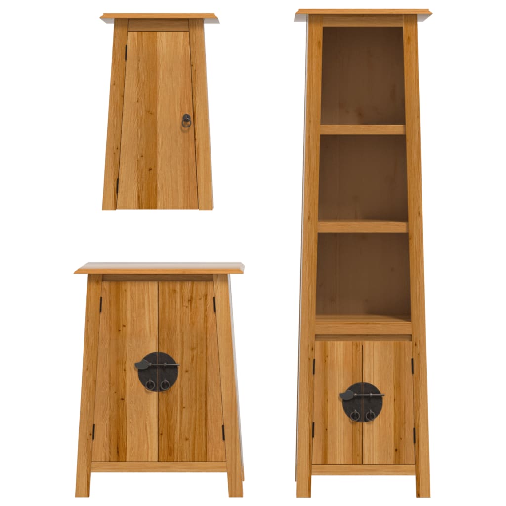 vidaXL Set mobilier de baie, 3 piese, lemn masiv de pin vidaXL Set mobilier de baie, 3 piese, lemn masiv de pin