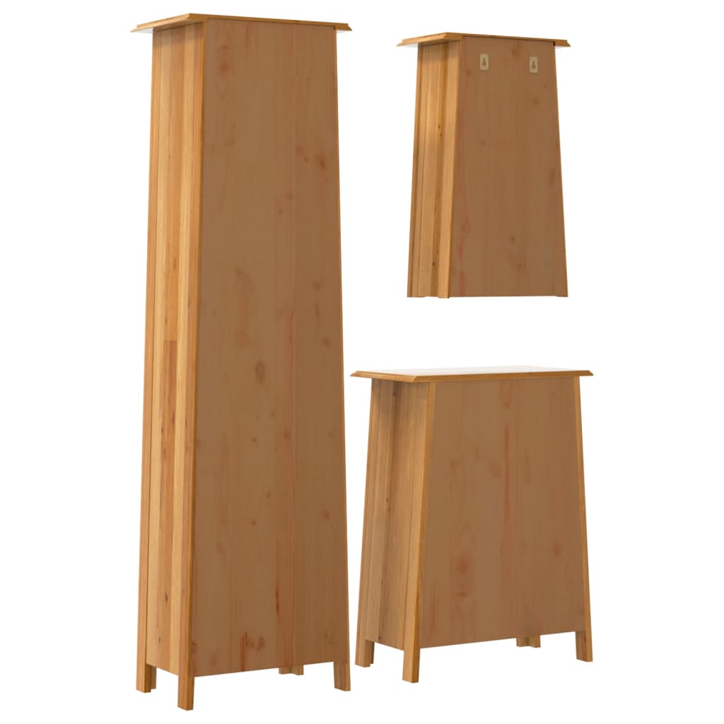 vidaXL Set mobilier de baie, 3 piese, lemn masiv de pin vidaXL Set mobilier de baie, 3 piese, lemn masiv de pin