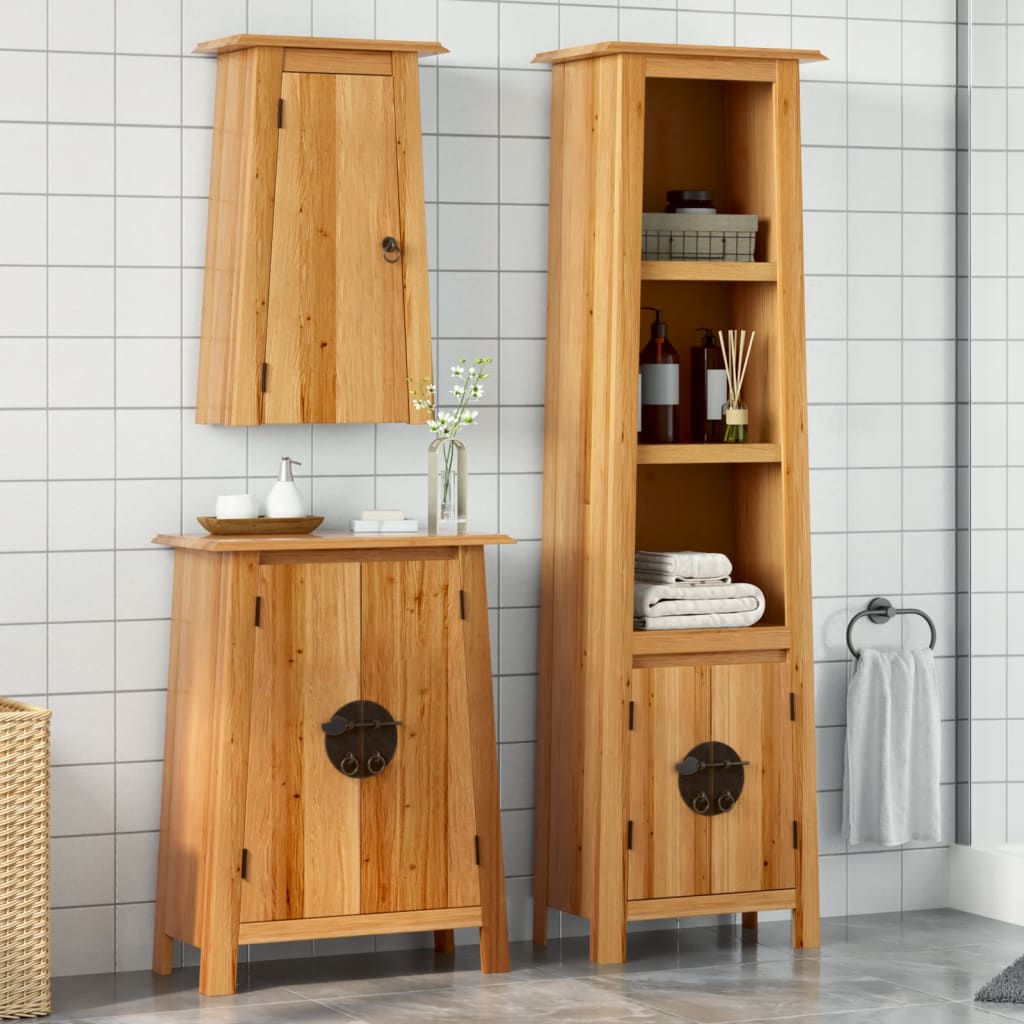 vidaXL Set mobilier de baie, 3 piese, lemn masiv de pin vidaXL Set mobilier de baie, 3 piese, lemn masiv de pin