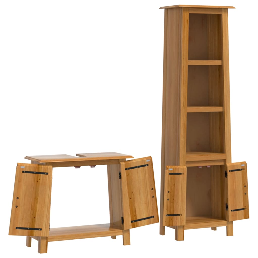 vidaXL Set mobilier de baie, 2 piese, lemn masiv de pin vidaXL Set mobilier de baie, 2 piese, lemn masiv de pin
