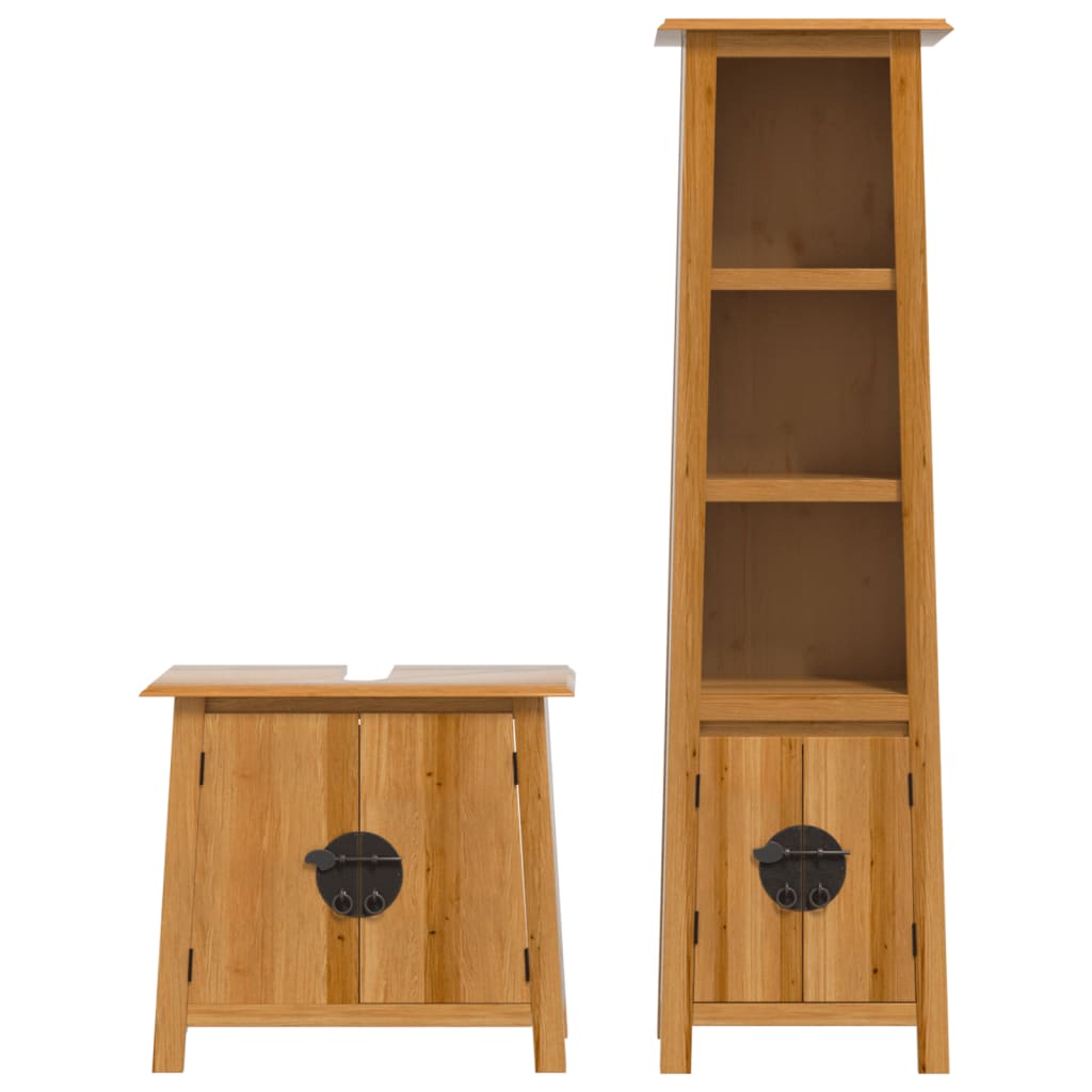 vidaXL Set mobilier de baie, 2 piese, lemn masiv de pin vidaXL Set mobilier de baie, 2 piese, lemn masiv de pin
